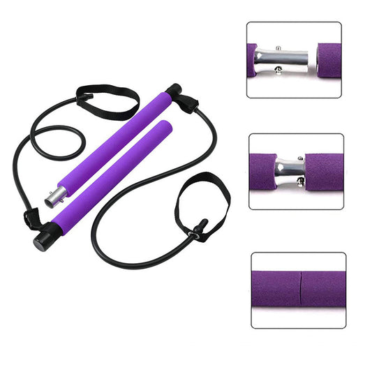 Fitness Yoga Pilates Stange – Tragbares Heimtrainer Set mit elastischen Widerstandsbändern