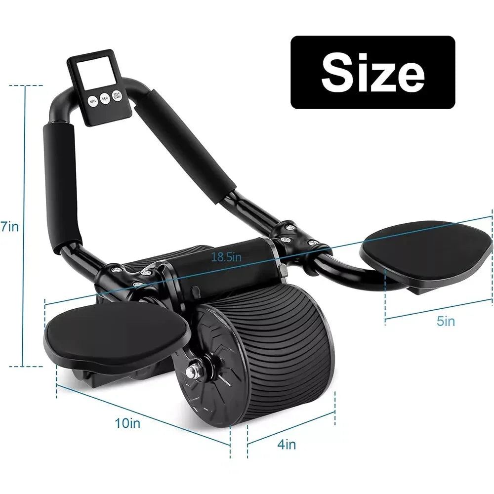 Profi Bauchtrainer mit Ellenbogenstütze & Auto-Rebound - Doppelrad Ab Wheel mit Timer & Anti-Rutsch-System