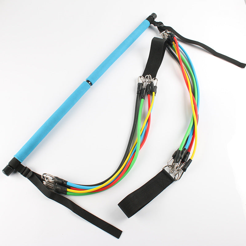 Fitness Yoga Pilates Stange – Tragbares Heimtrainer Set mit elastischen Widerstandsbändern