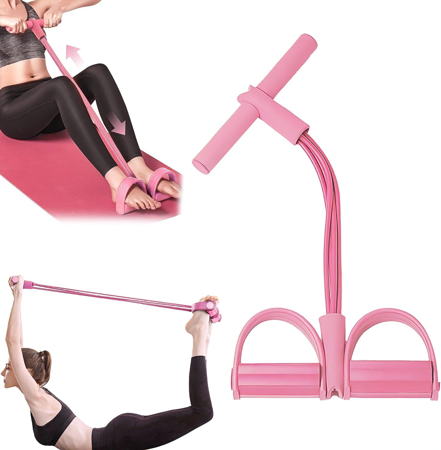6-Röhren Pedal-Widerstandsband mit Griffen – Fitness- &amp; Yoga-Trainingsband