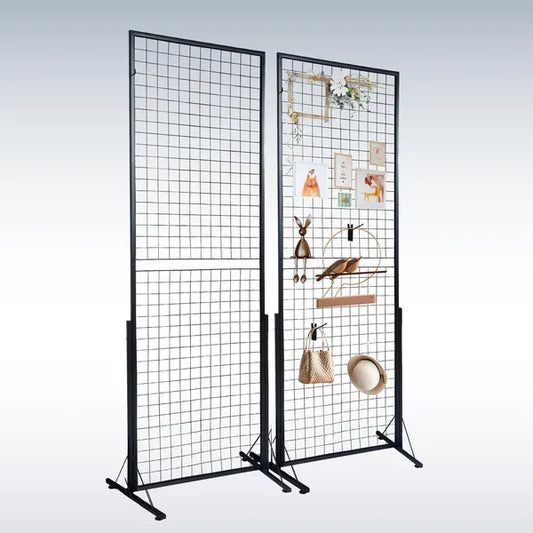 67 X 24 In Grid Wall Panels, 2 Packs Wire Gridwall Display Racks Tower With T-Base, Floorstanding Double Side Gridwall Panels, Retail Display With Extra Clips And Hooks For Art Craft Shows